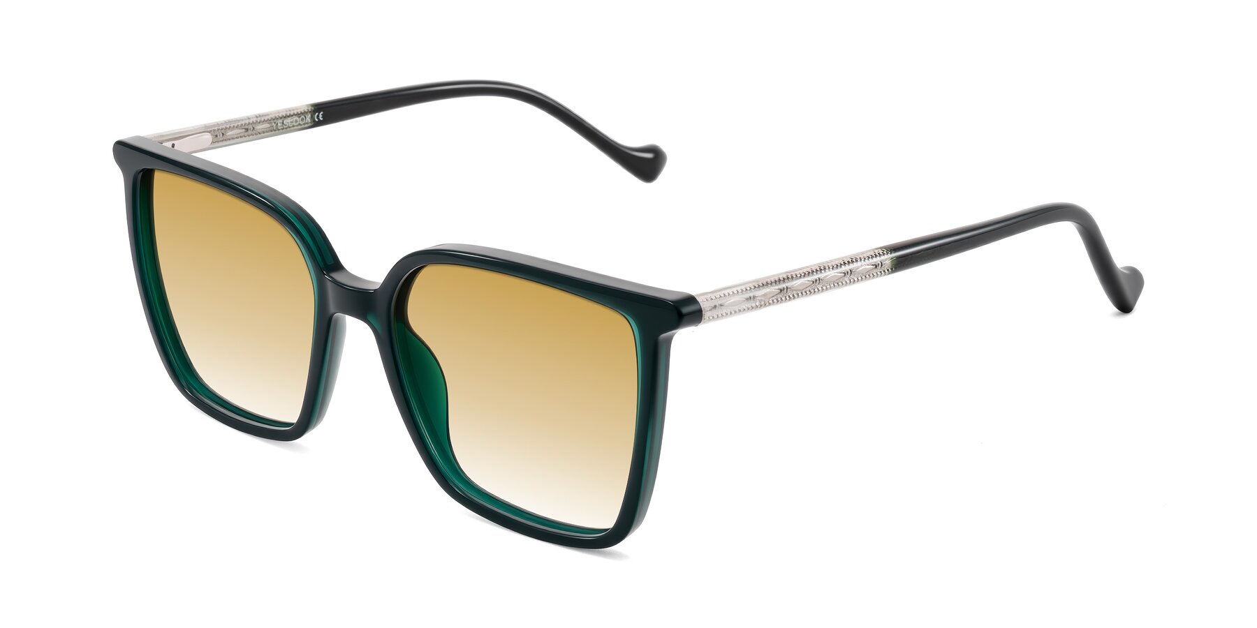 Angle of Colemers in Dark Green with Champagne Gradient Lenses