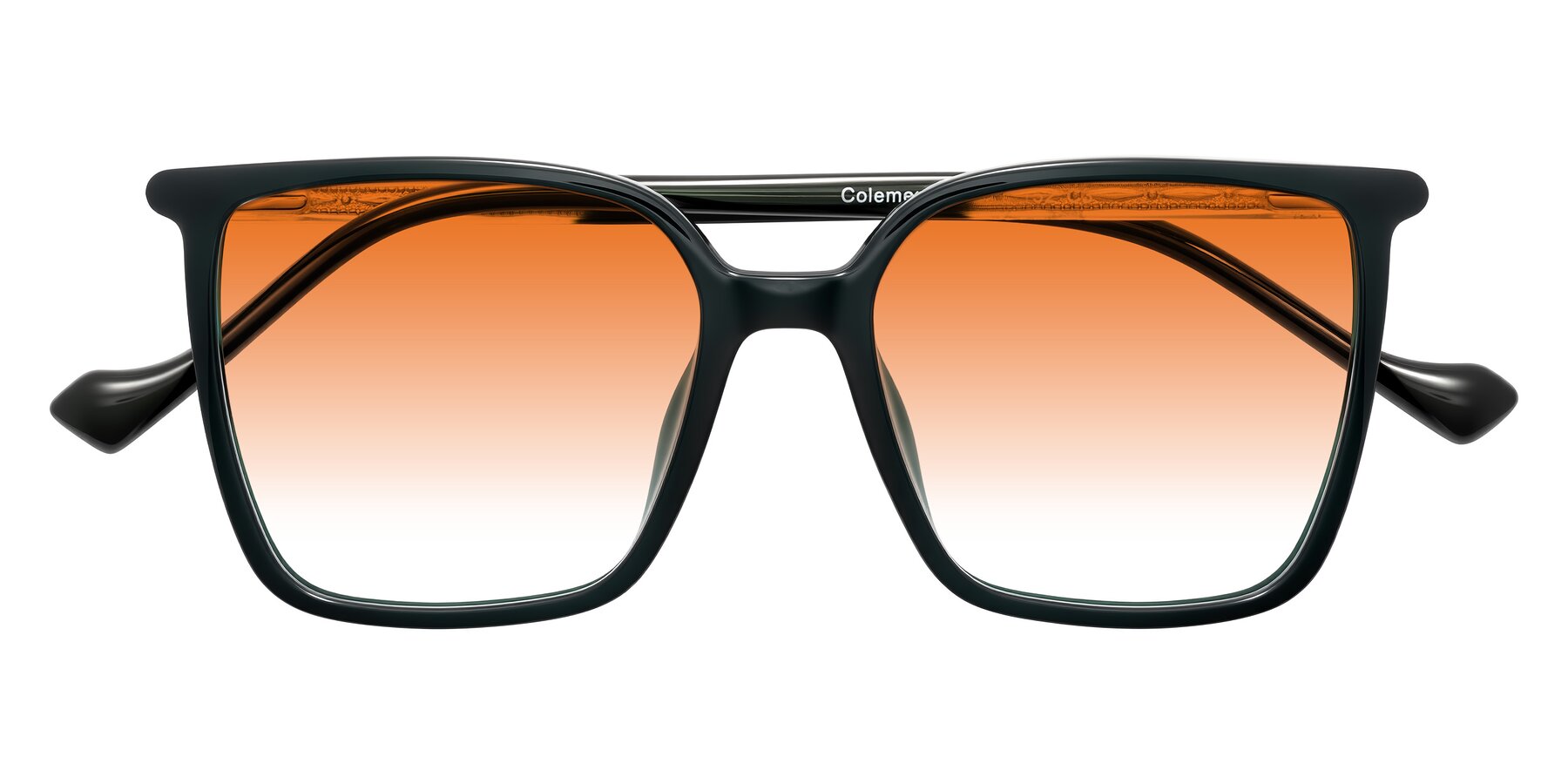 Folded Front of Colemers in Dark Green with Orange Gradient Lenses