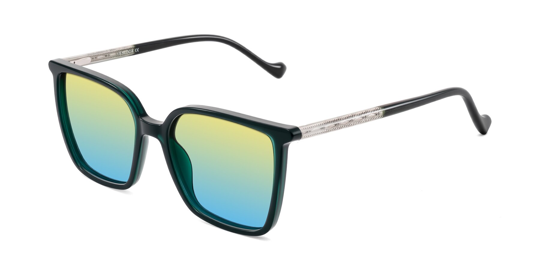 Angle of Colemers in Dark Green with Yellow / Blue Gradient Lenses