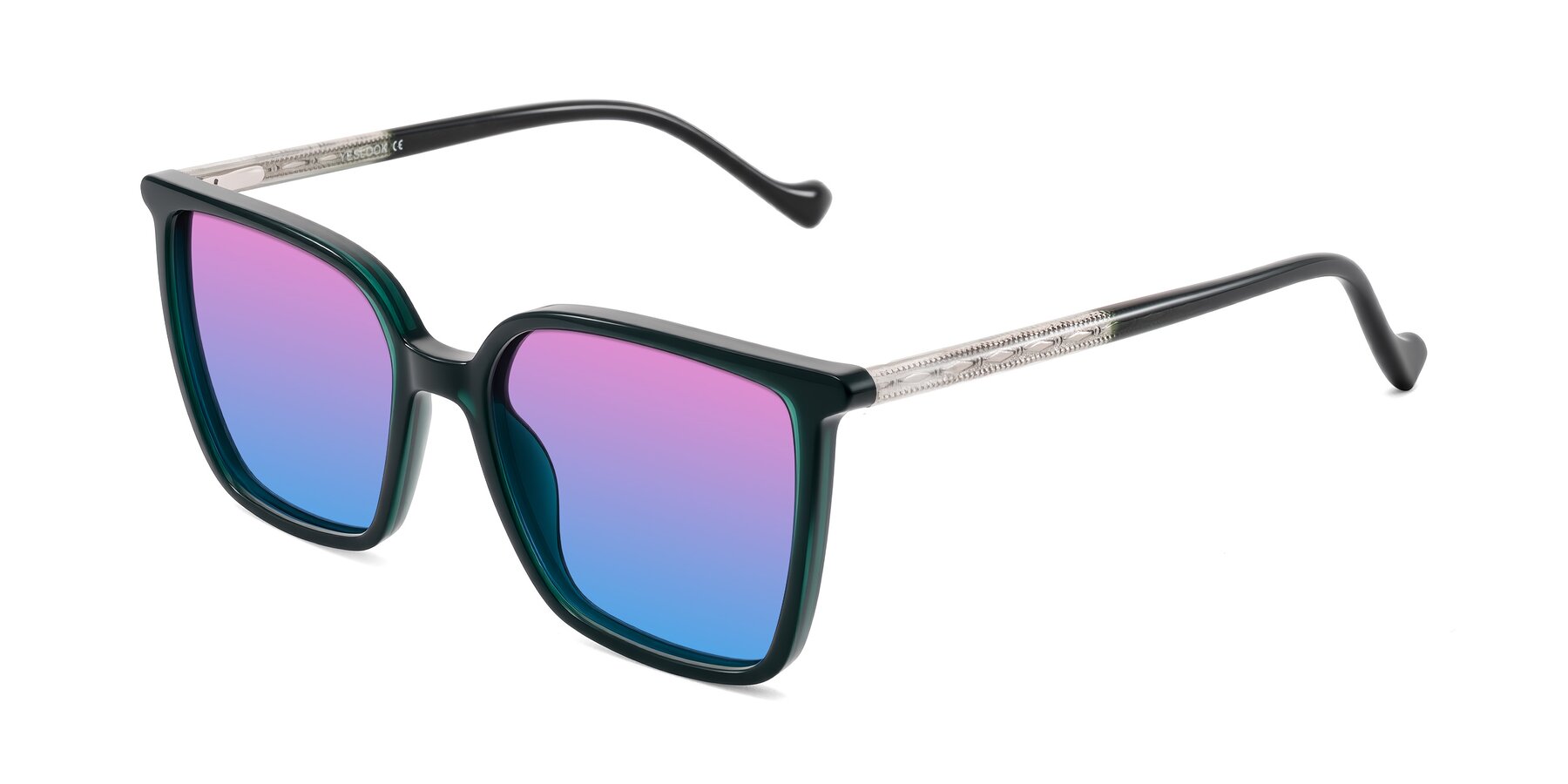 Angle of Colemers in Dark Green with Pink / Blue Gradient Lenses