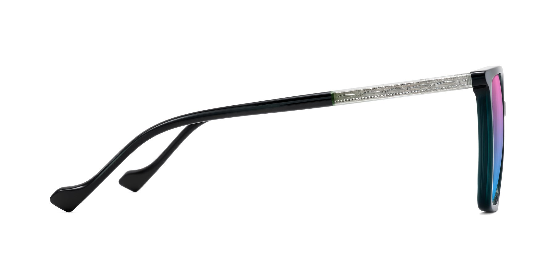 Side of Colemers in Dark Green with Pink / Blue Gradient Lenses