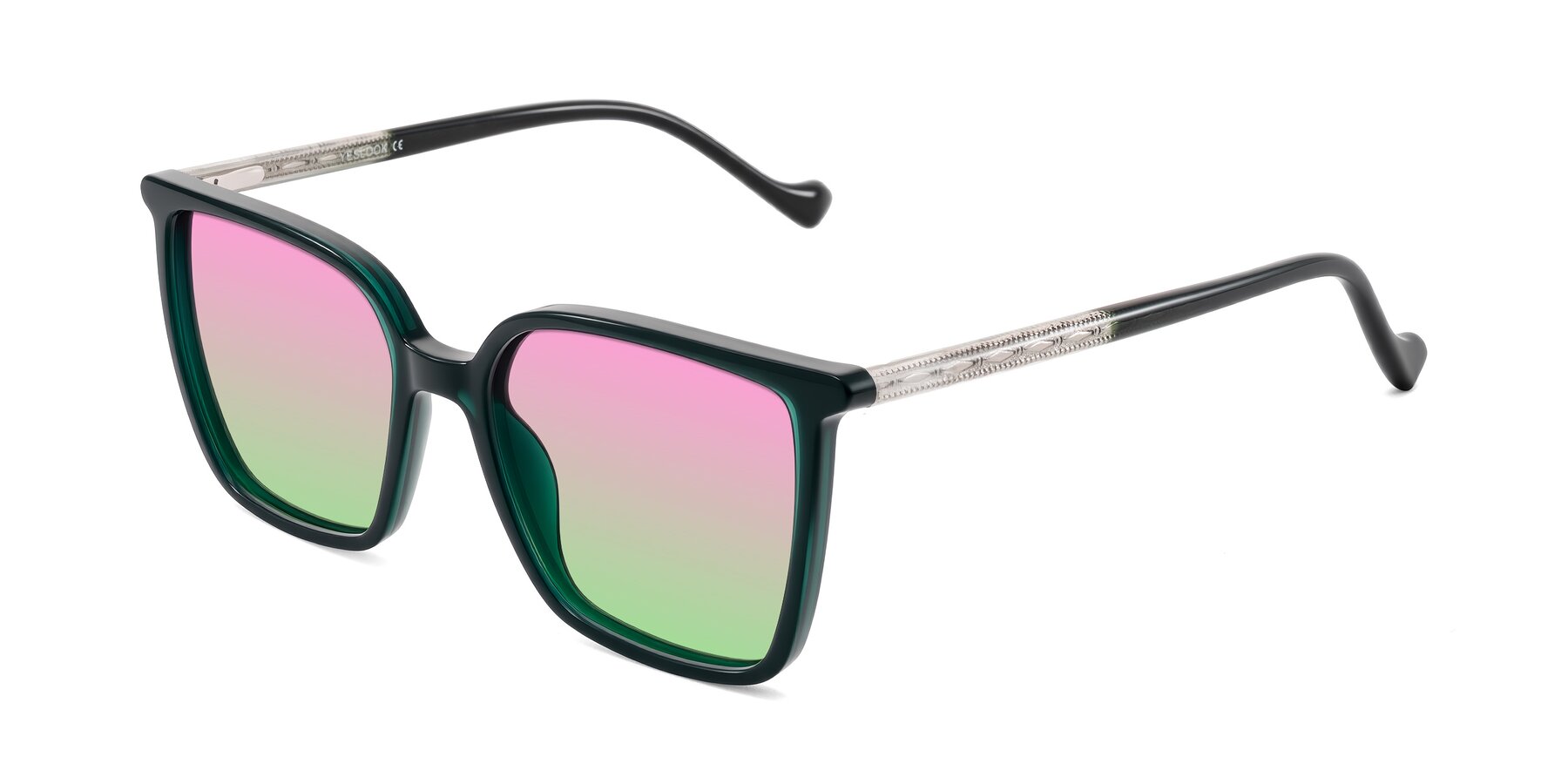 Angle of Colemers in Dark Green with Pink / Green Gradient Lenses