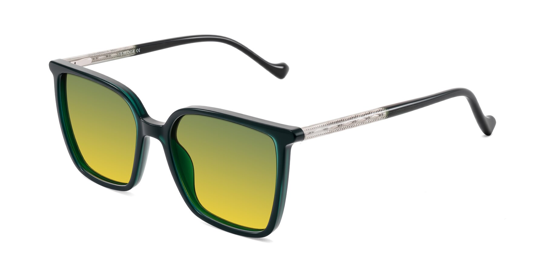 Angle of Colemers in Dark Green with Green / Yellow Gradient Lenses