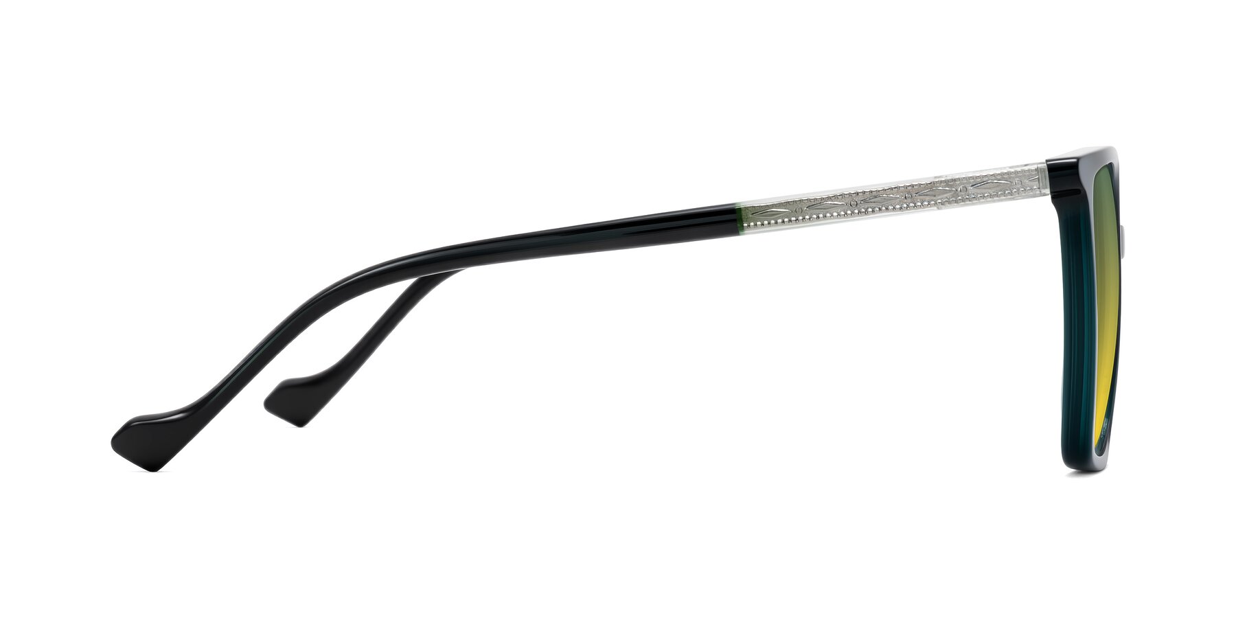 Side of Colemers in Dark Green with Green / Yellow Gradient Lenses