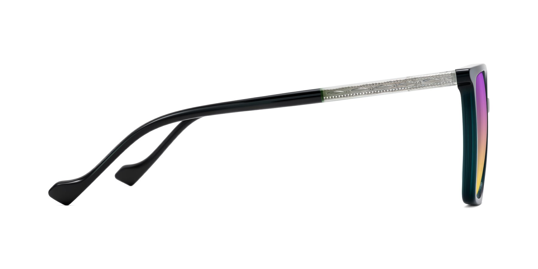 Side of Colemers in Dark Green with Purple / Yellow Gradient Lenses