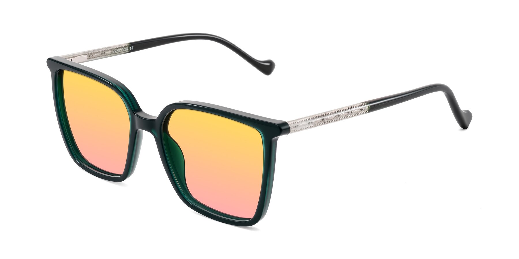 Angle of Colemers in Dark Green with Yellow / Pink Gradient Lenses