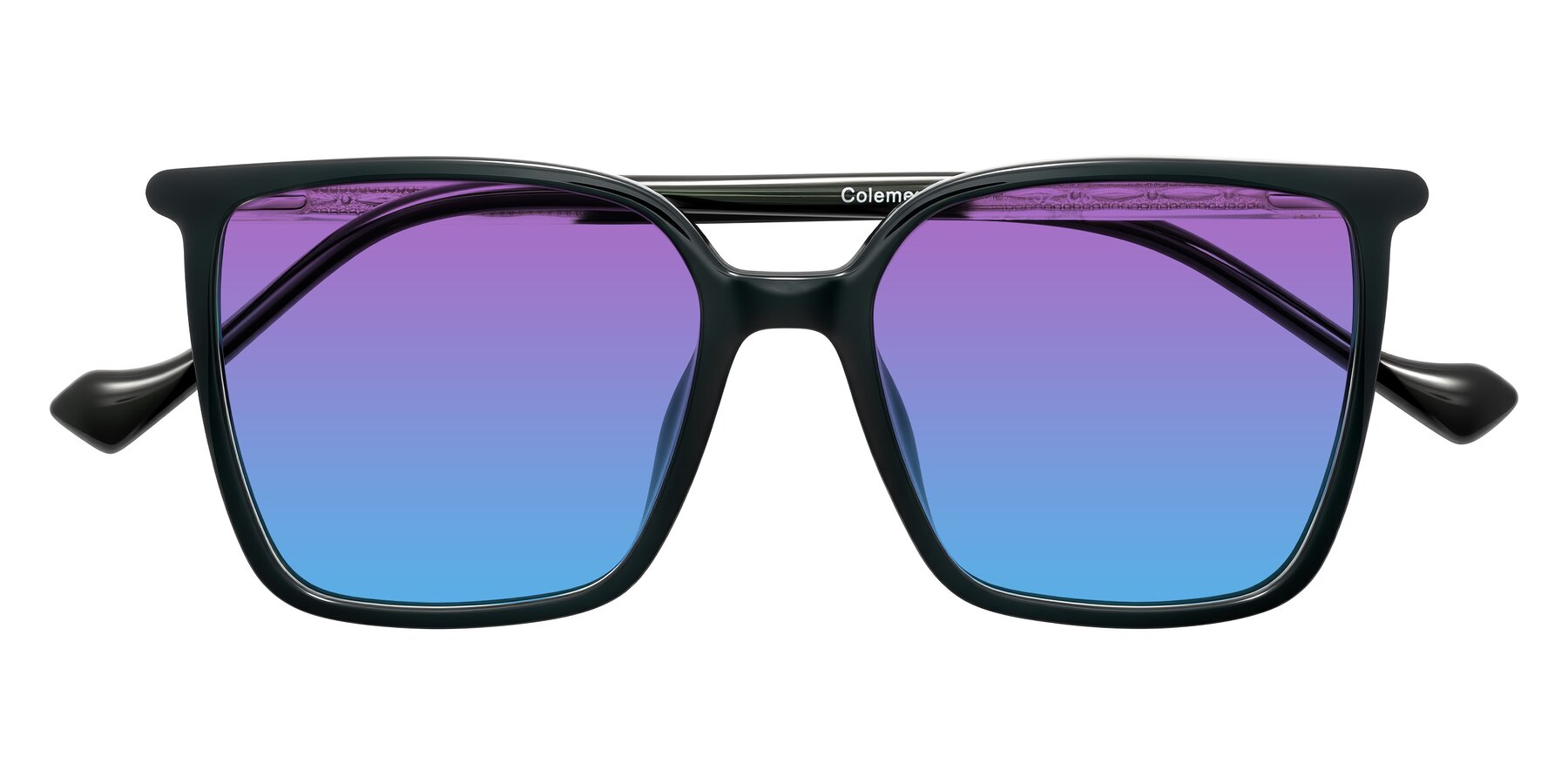 Folded Front of Colemers in Dark Green with Purple / Blue Gradient Lenses