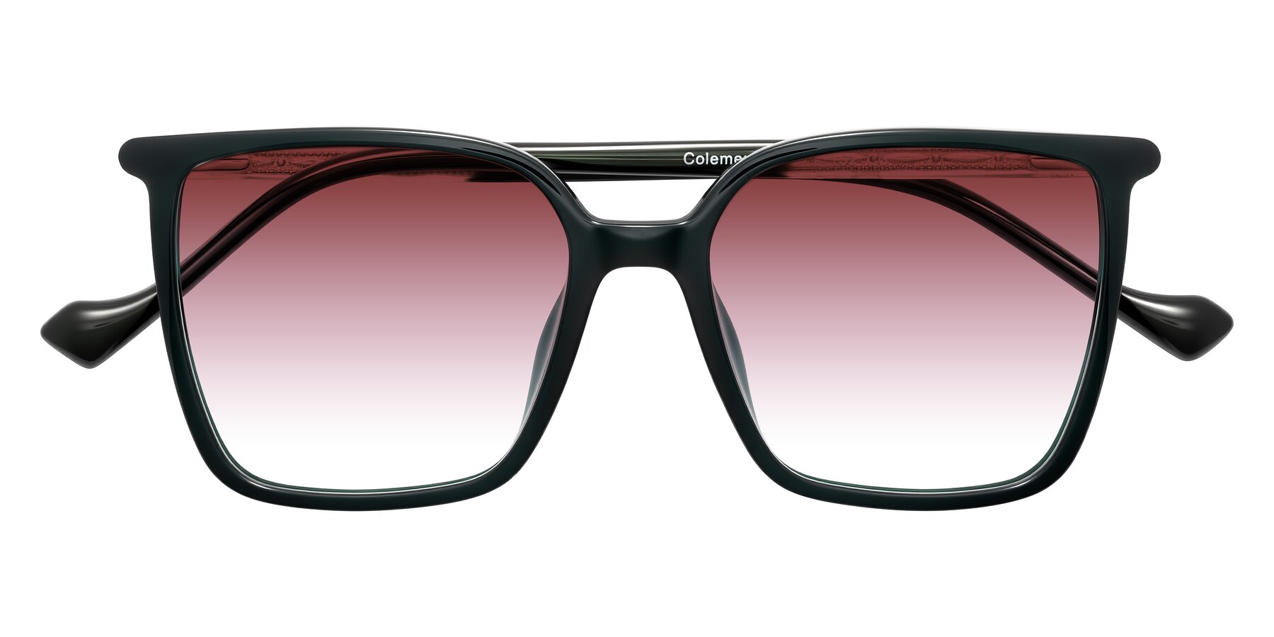 Folded Front of Colemers in Dark Green with Garnet Gradient Lenses