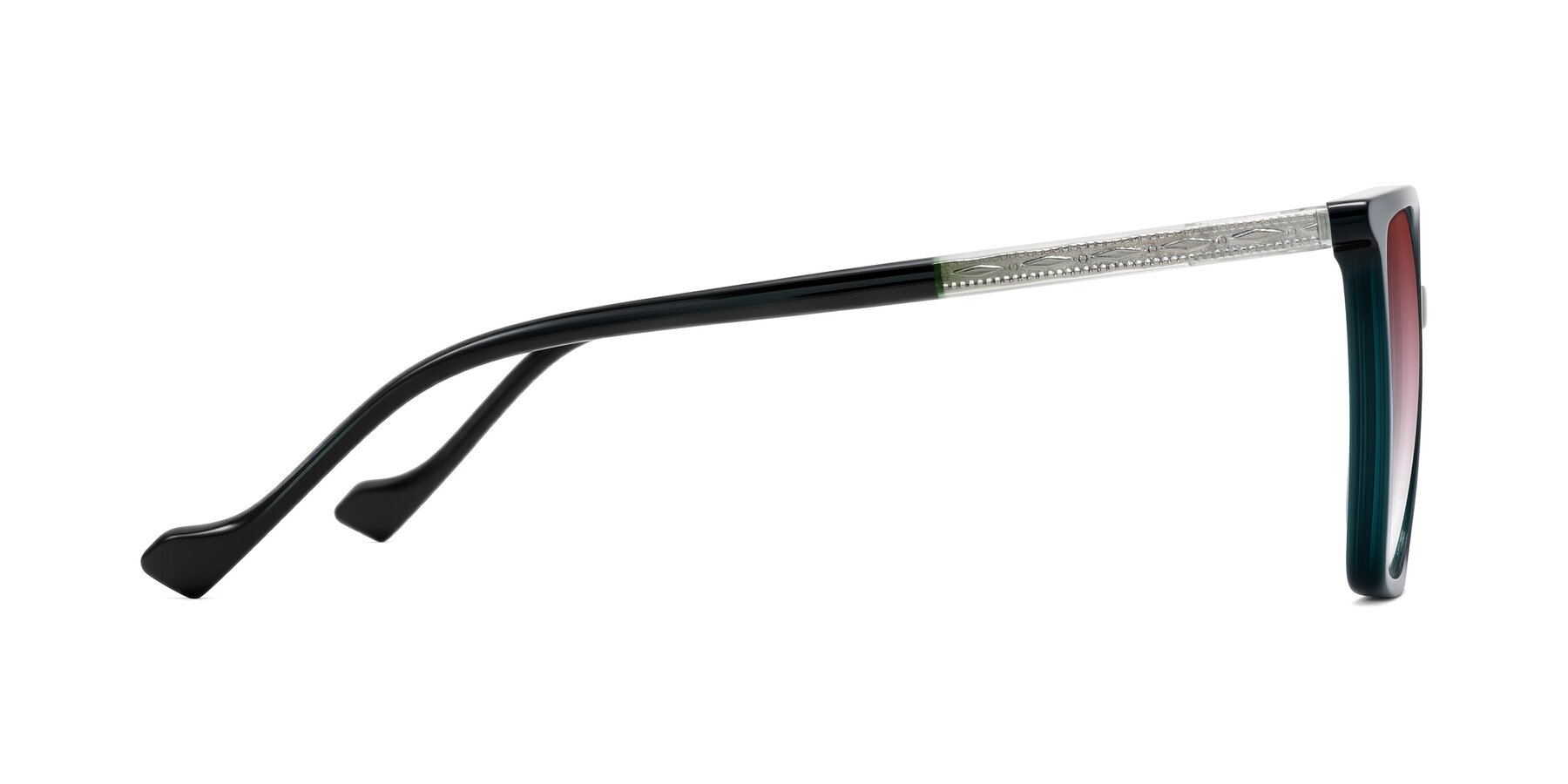 Side of Colemers in Dark Green with Garnet Gradient Lenses