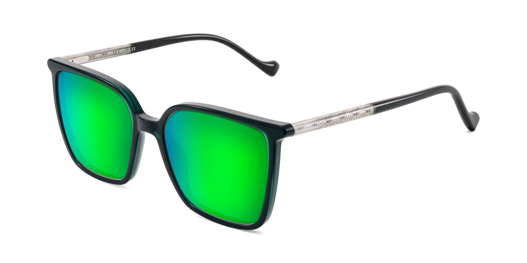 Angle of Colemers in Dark Green with Green Mirrored Lenses