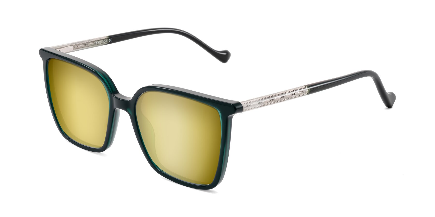 Angle of Colemers in Dark Green with Gold Mirrored Lenses