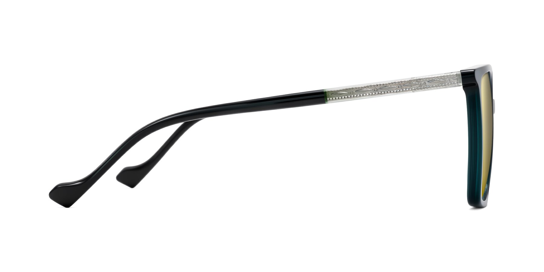 Side of Colemers in Dark Green with Gold Mirrored Lenses