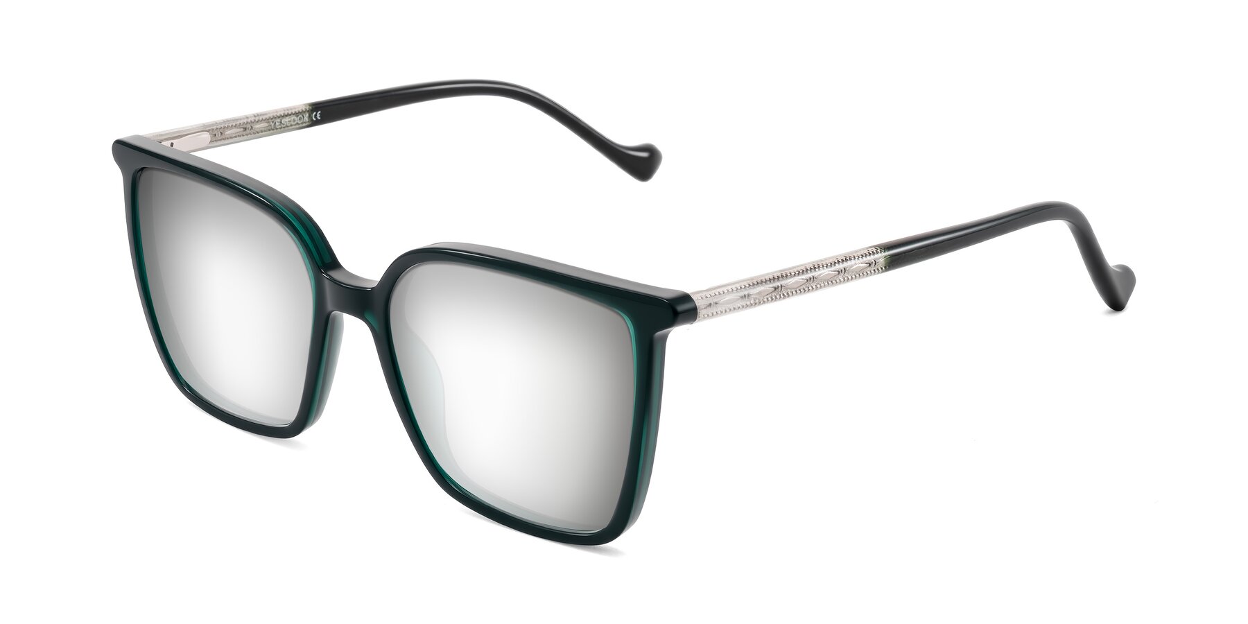 Angle of Colemers in Dark Green with Silver Mirrored Lenses