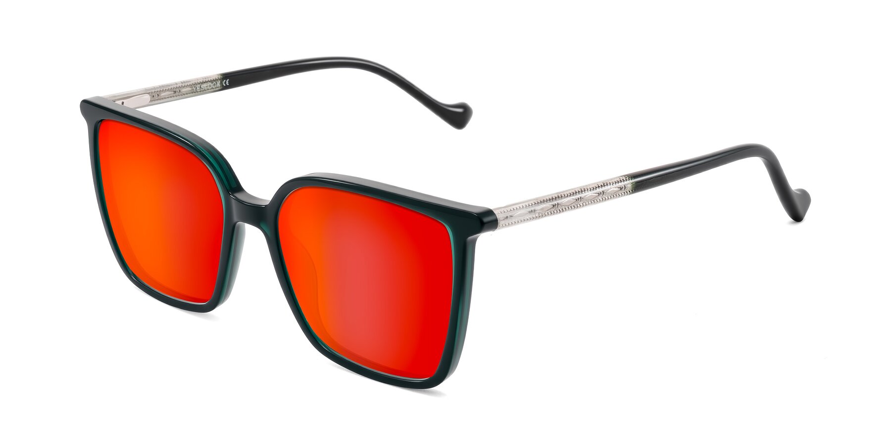 Angle of Colemers in Dark Green with Red Gold Mirrored Lenses