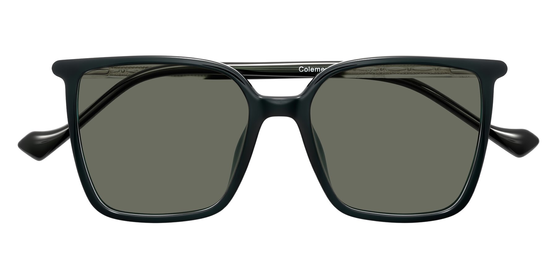 Folded Front of Colemers in Dark Green with Gray Polarized Lenses