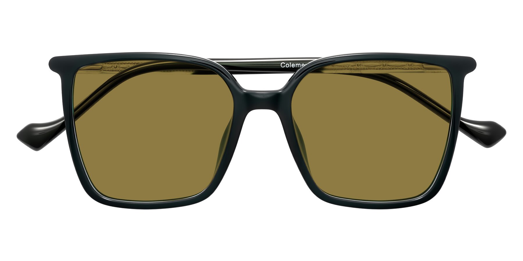 Folded Front of Colemers in Dark Green with Brown Polarized Lenses