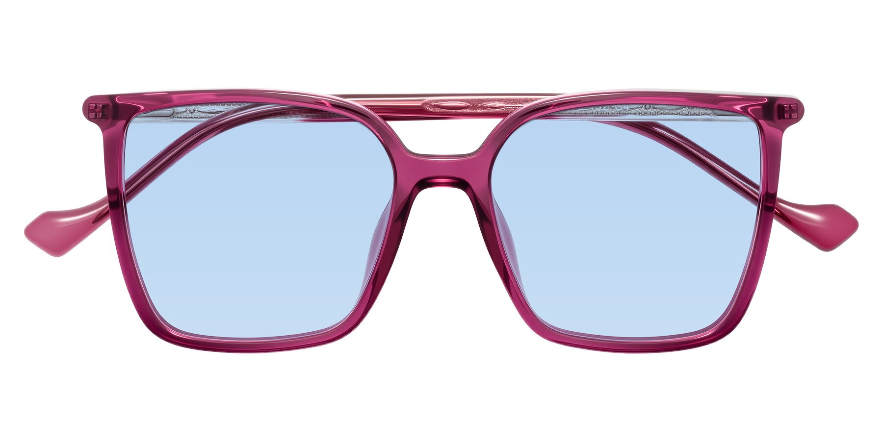 Folded Front of Colemers in Wine with Light Blue Tinted Lenses