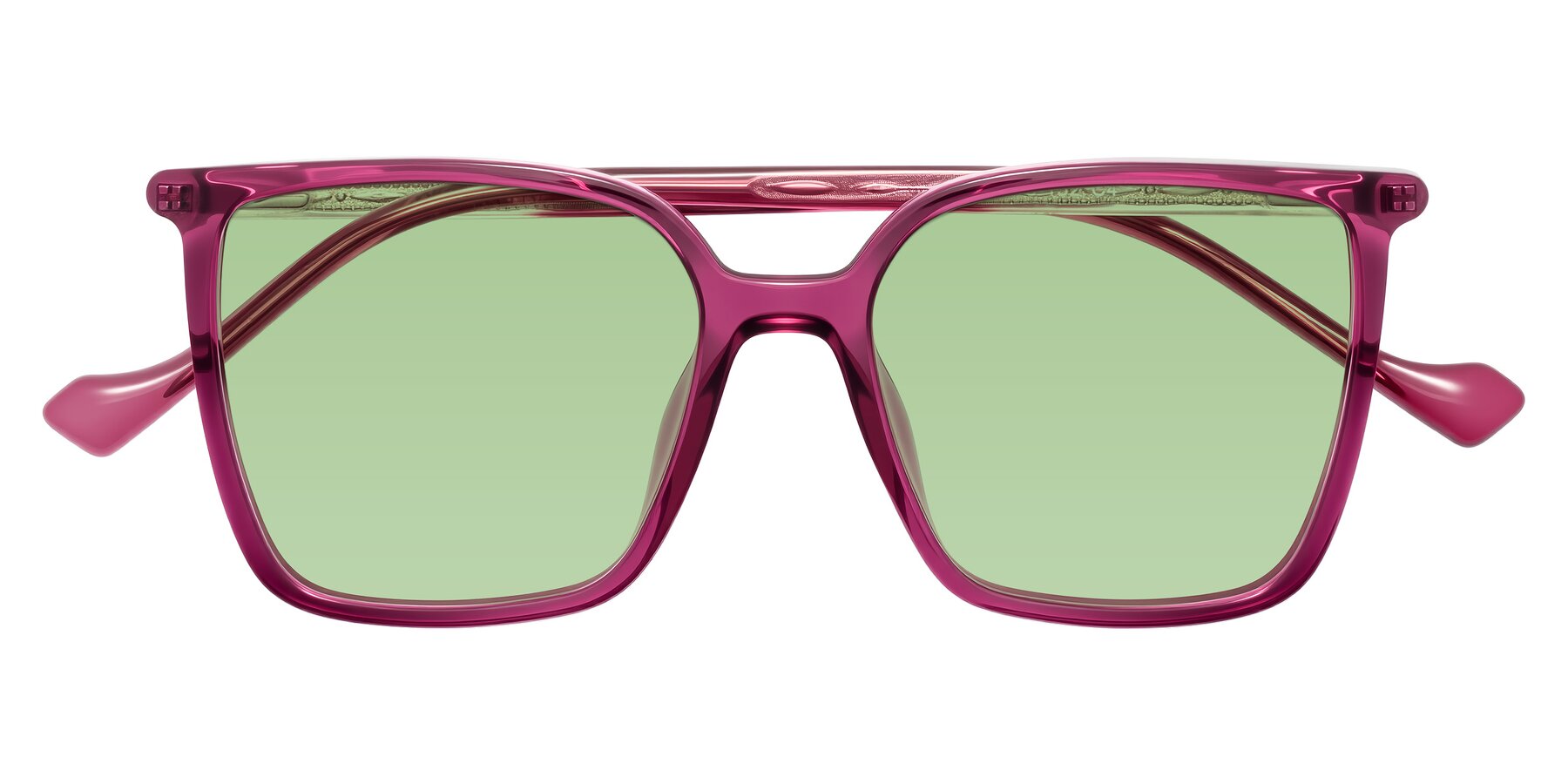 Folded Front of Colemers in Wine with Medium Green Tinted Lenses
