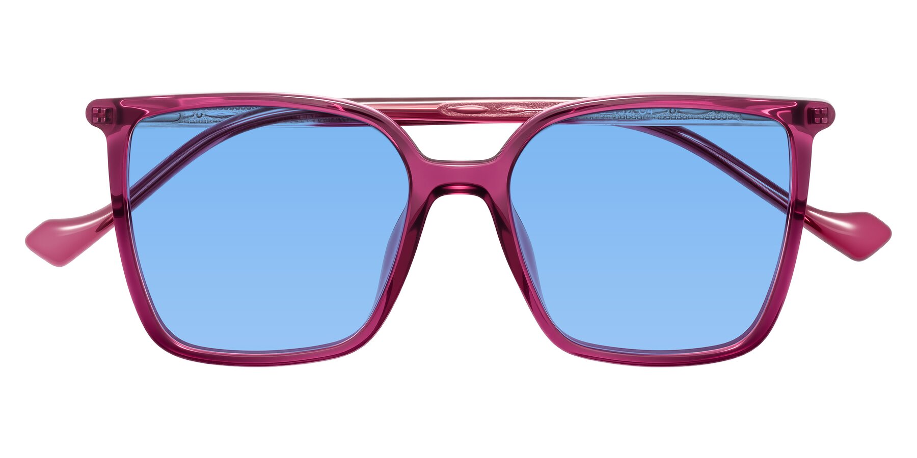 Folded Front of Colemers in Wine with Medium Blue Tinted Lenses