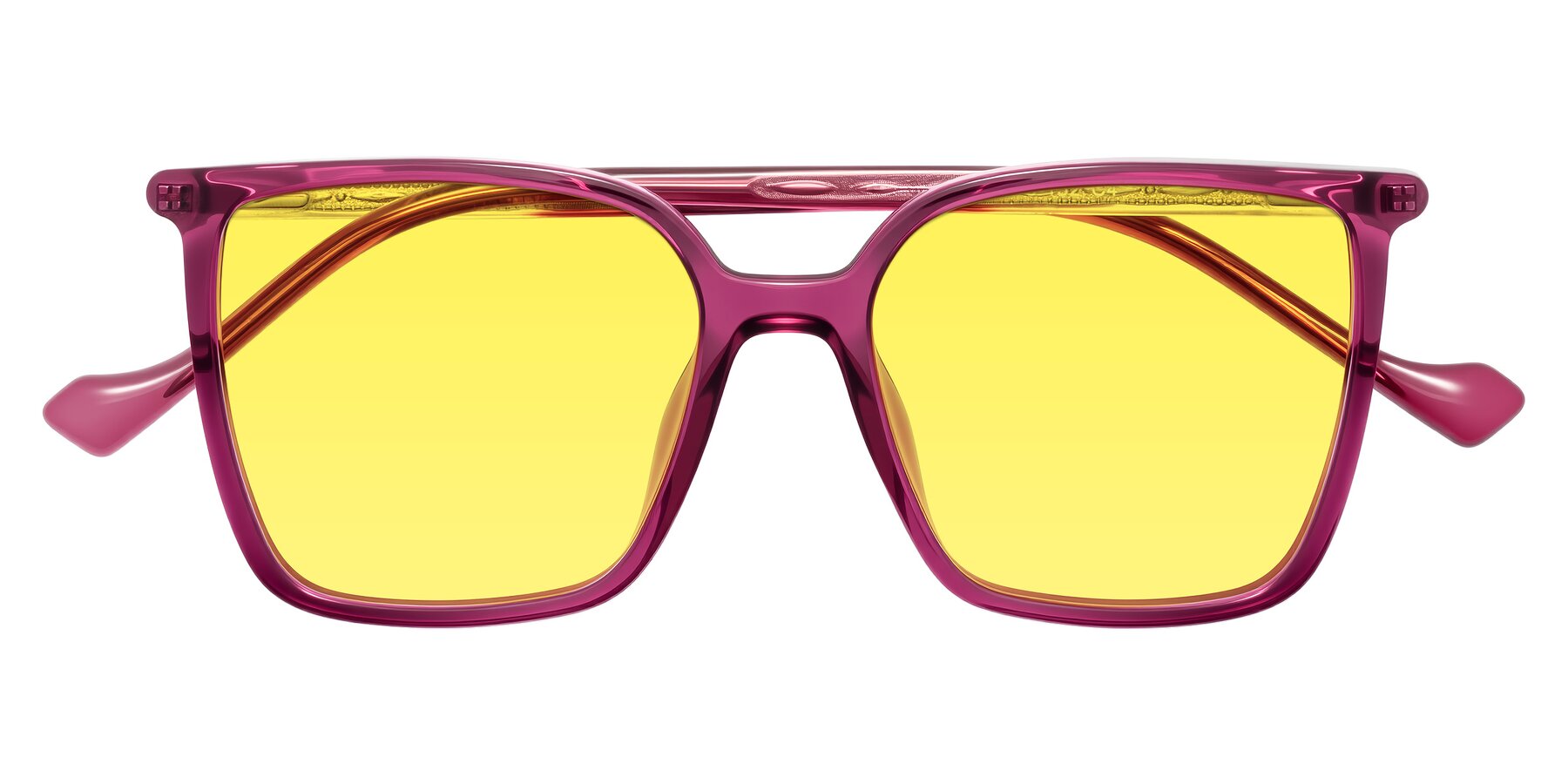 Folded Front of Colemers in Wine with Medium Yellow Tinted Lenses