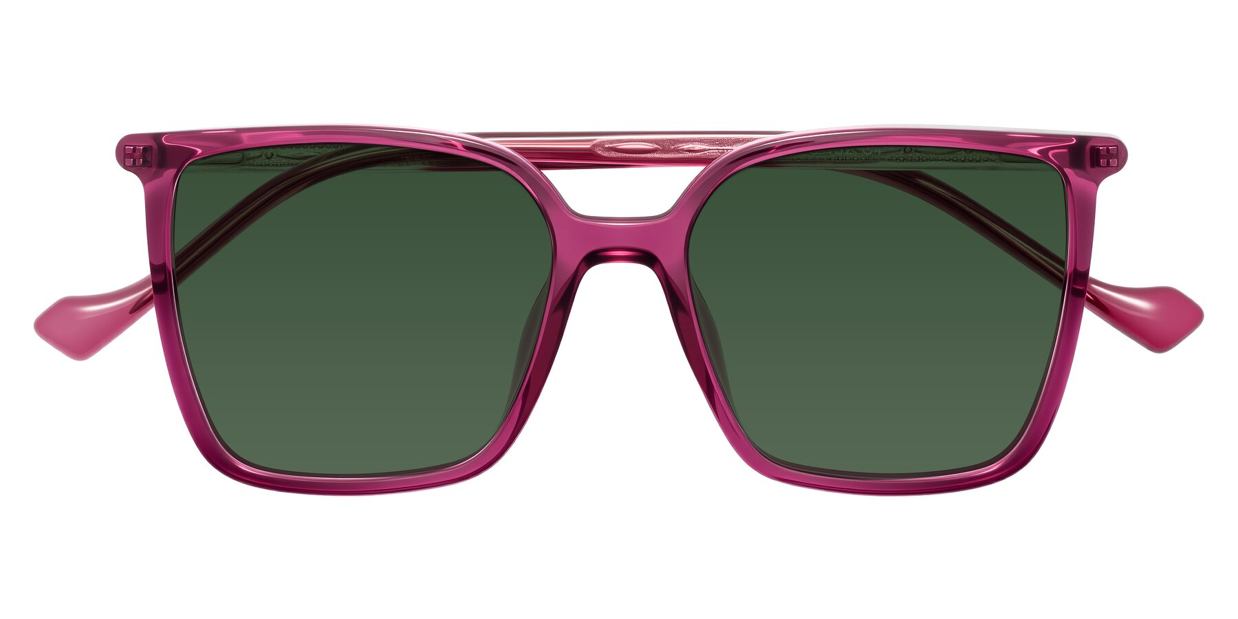 Folded Front of Colemers in Wine with Green Tinted Lenses