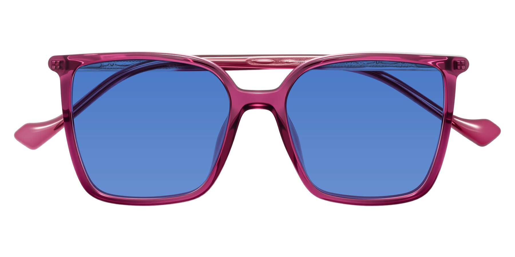 Folded Front of Colemers in Wine with Blue Tinted Lenses
