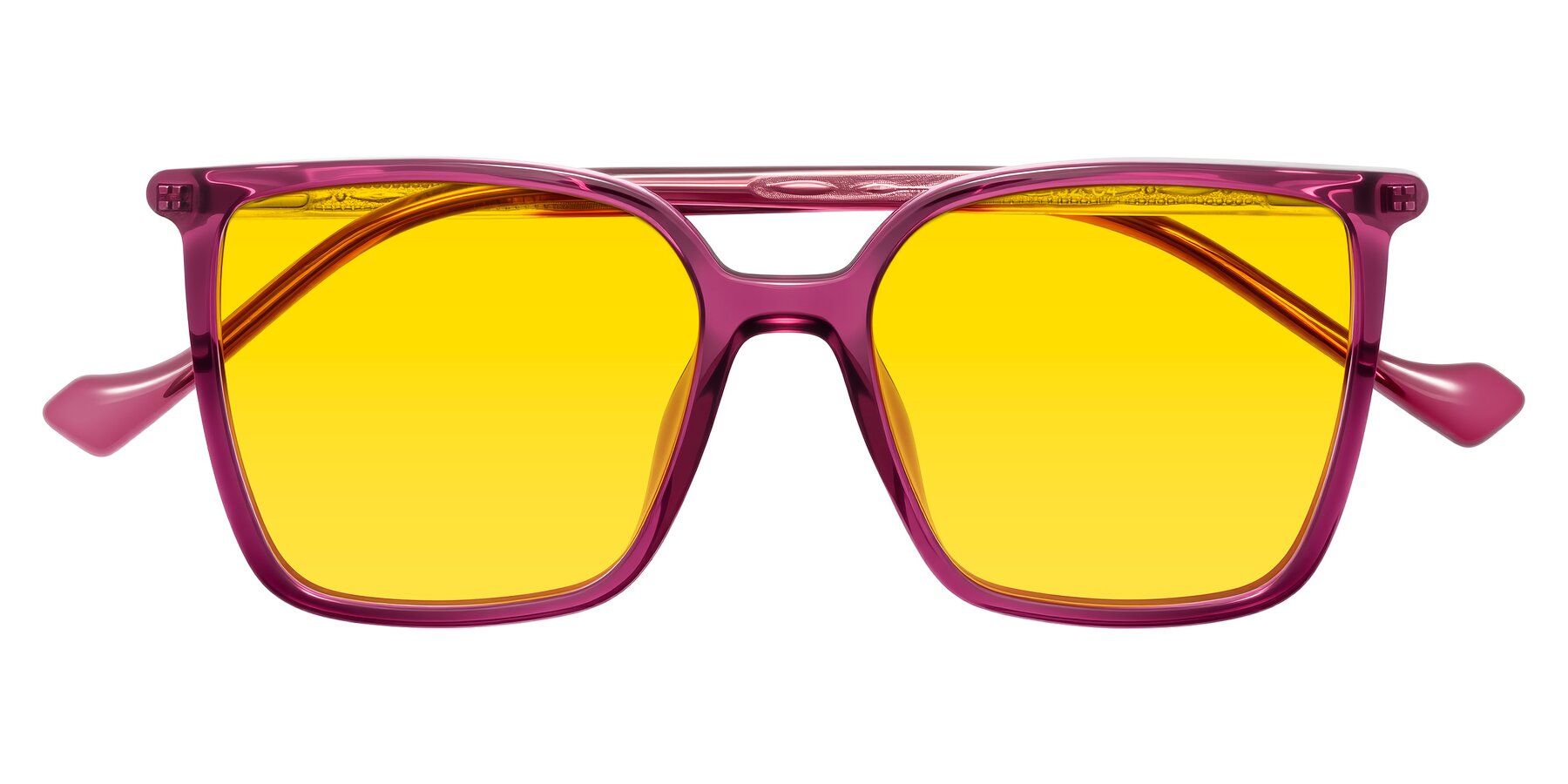 Folded Front of Colemers in Wine with Yellow Tinted Lenses