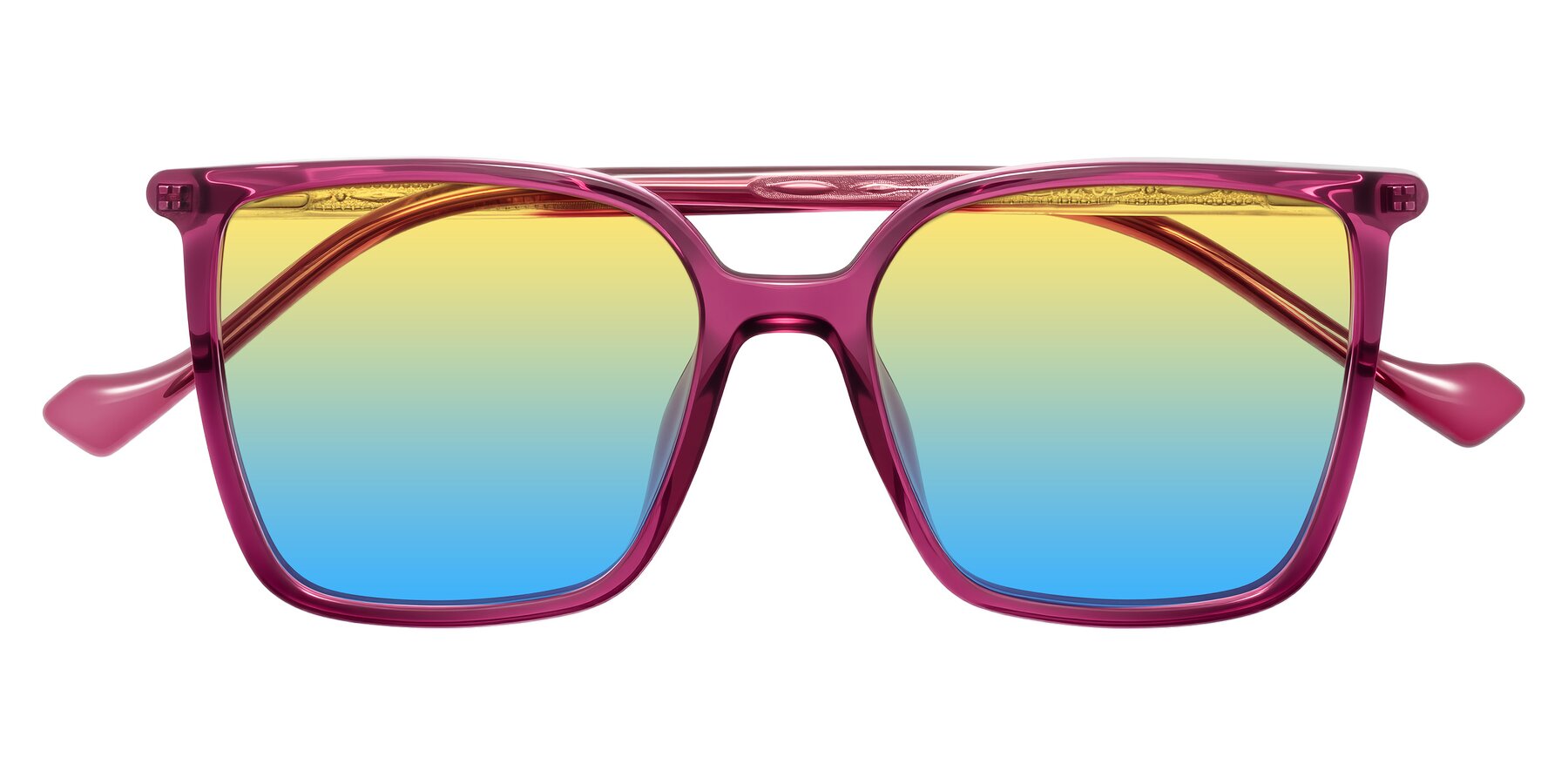 Folded Front of Colemers in Wine with Yellow / Blue Gradient Lenses
