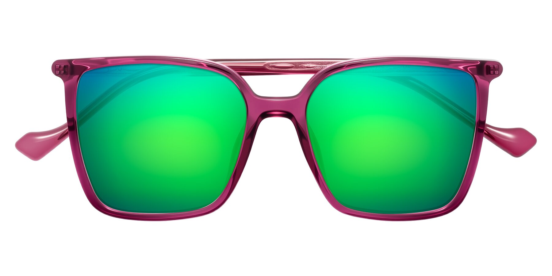 Folded Front of Colemers in Wine with Green Mirrored Lenses