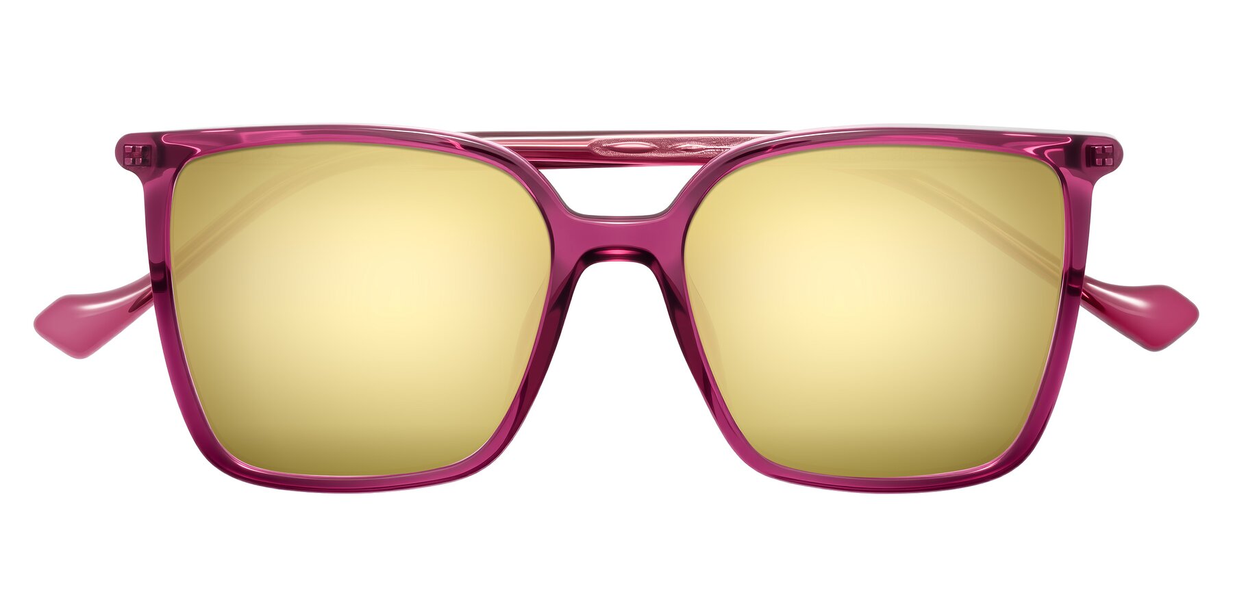Folded Front of Colemers in Wine with Gold Mirrored Lenses