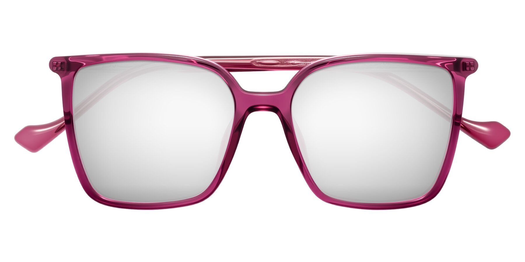 Folded Front of Colemers in Wine with Silver Mirrored Lenses
