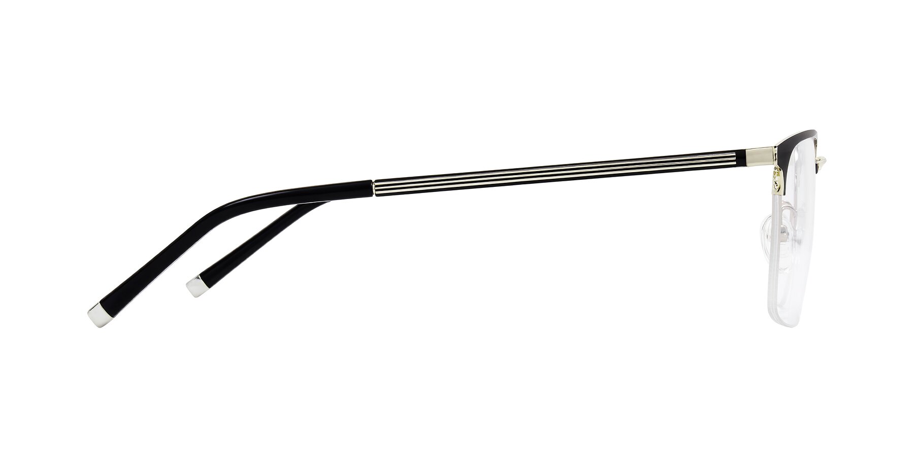 Side of Volkho in Matte Black/Gold with Clear Eyeglass Lenses