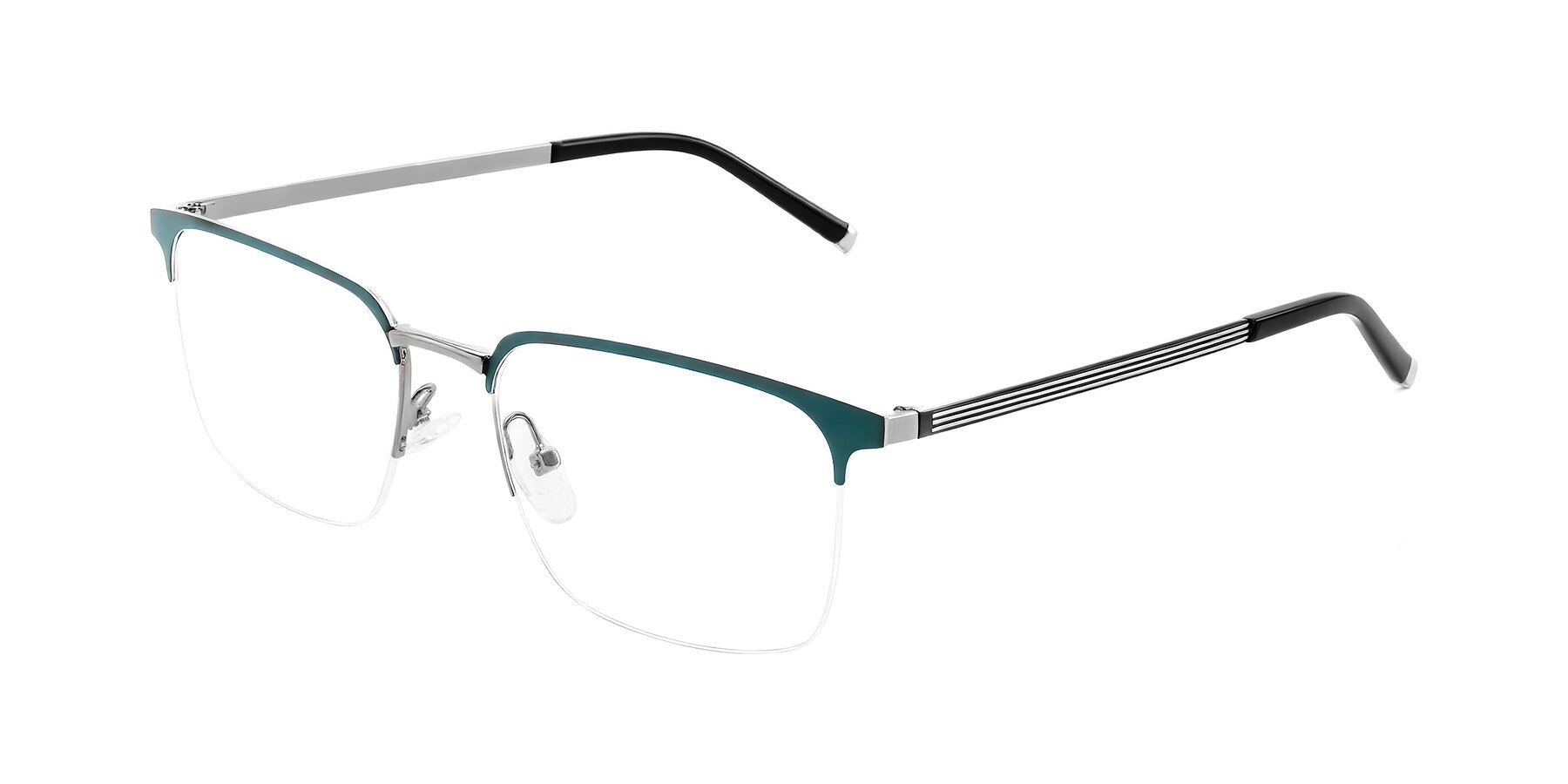 Angle of Volkho in Matte Teal/Gunmetal with Clear Eyeglass Lenses