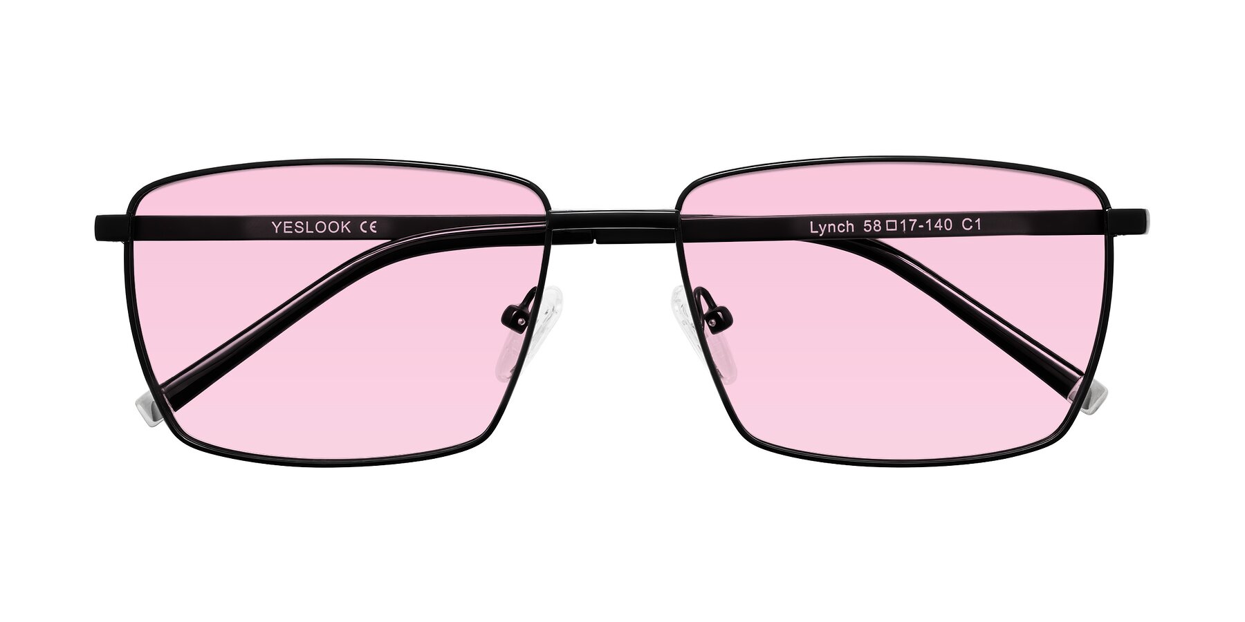 Folded Front of Lynch in Matte Black with Light Pink Tinted Lenses