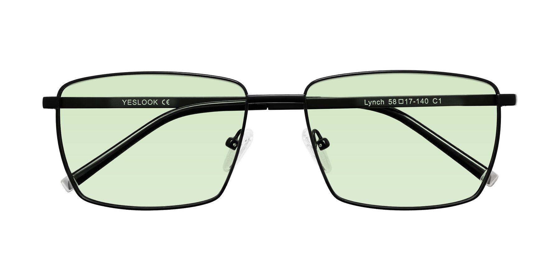 Folded Front of Lynch in Matte Black with Light Green Tinted Lenses