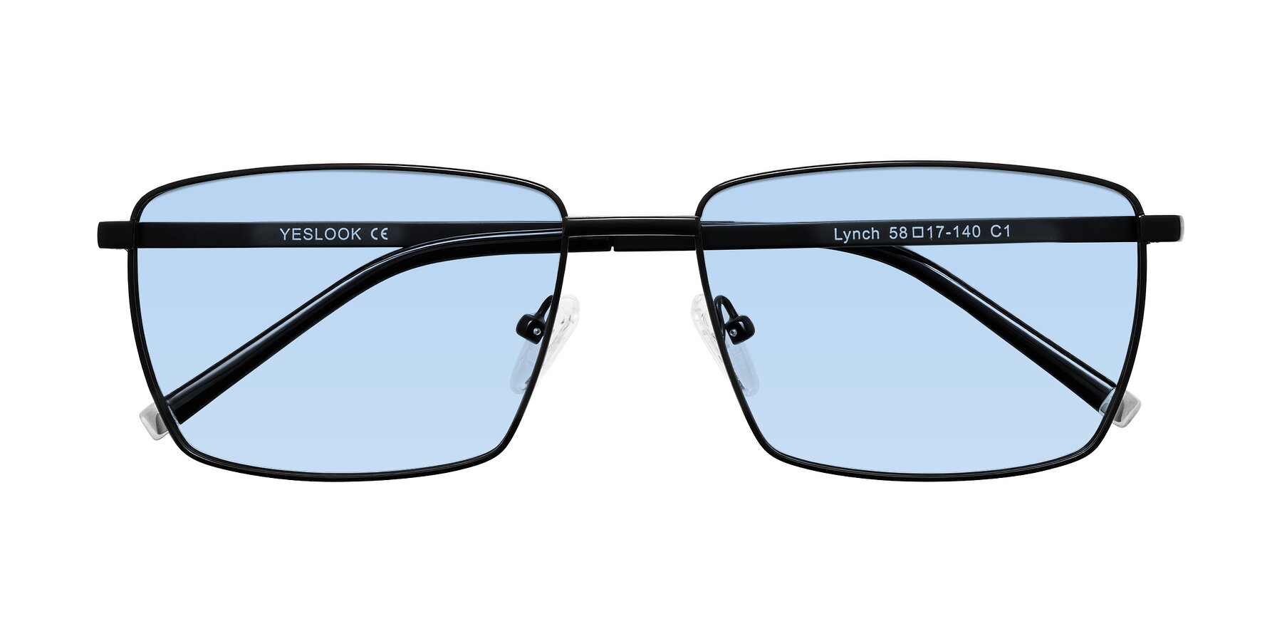 Folded Front of Lynch in Matte Black with Light Blue Tinted Lenses