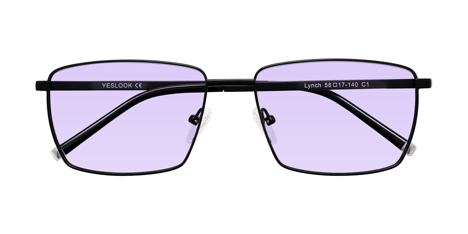 Folded Front of Lynch in Matte Black with Light Purple Tinted Lenses