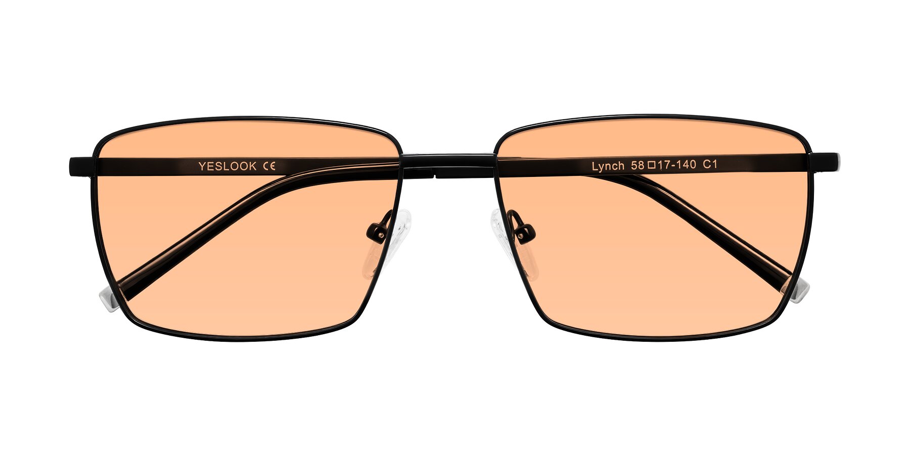 Folded Front of Lynch in Matte Black with Light Orange Tinted Lenses
