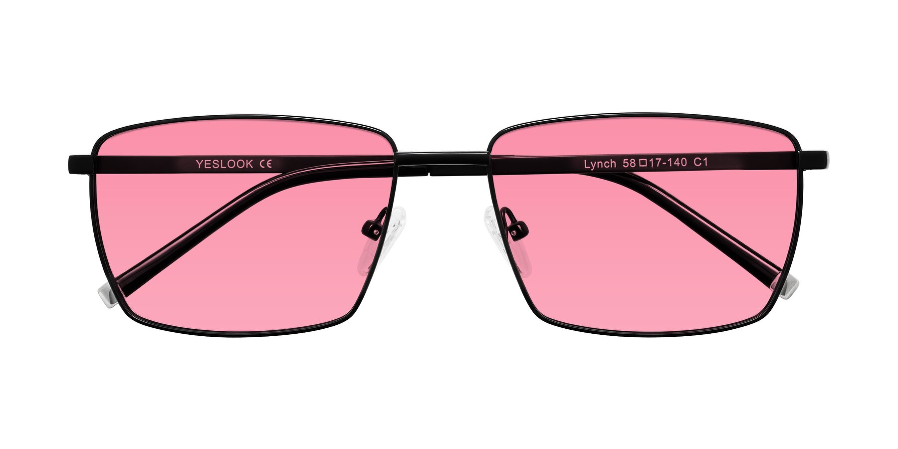 Folded Front of Lynch in Matte Black with Pink Tinted Lenses