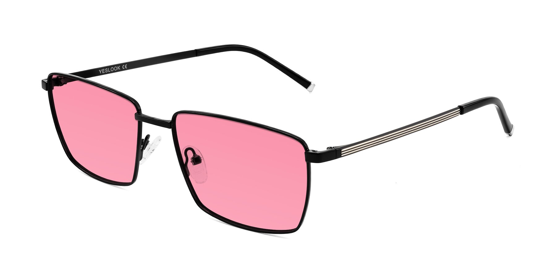 Angle of Lynch in Matte Black with Pink Tinted Lenses