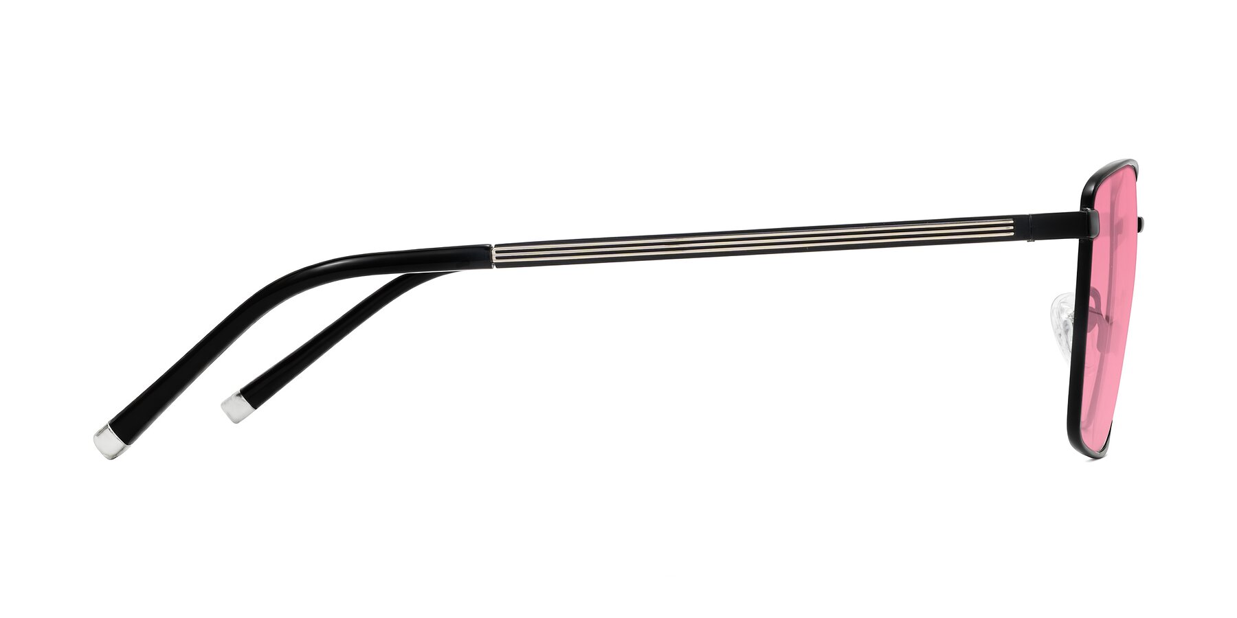 Side of Lynch in Matte Black with Pink Tinted Lenses