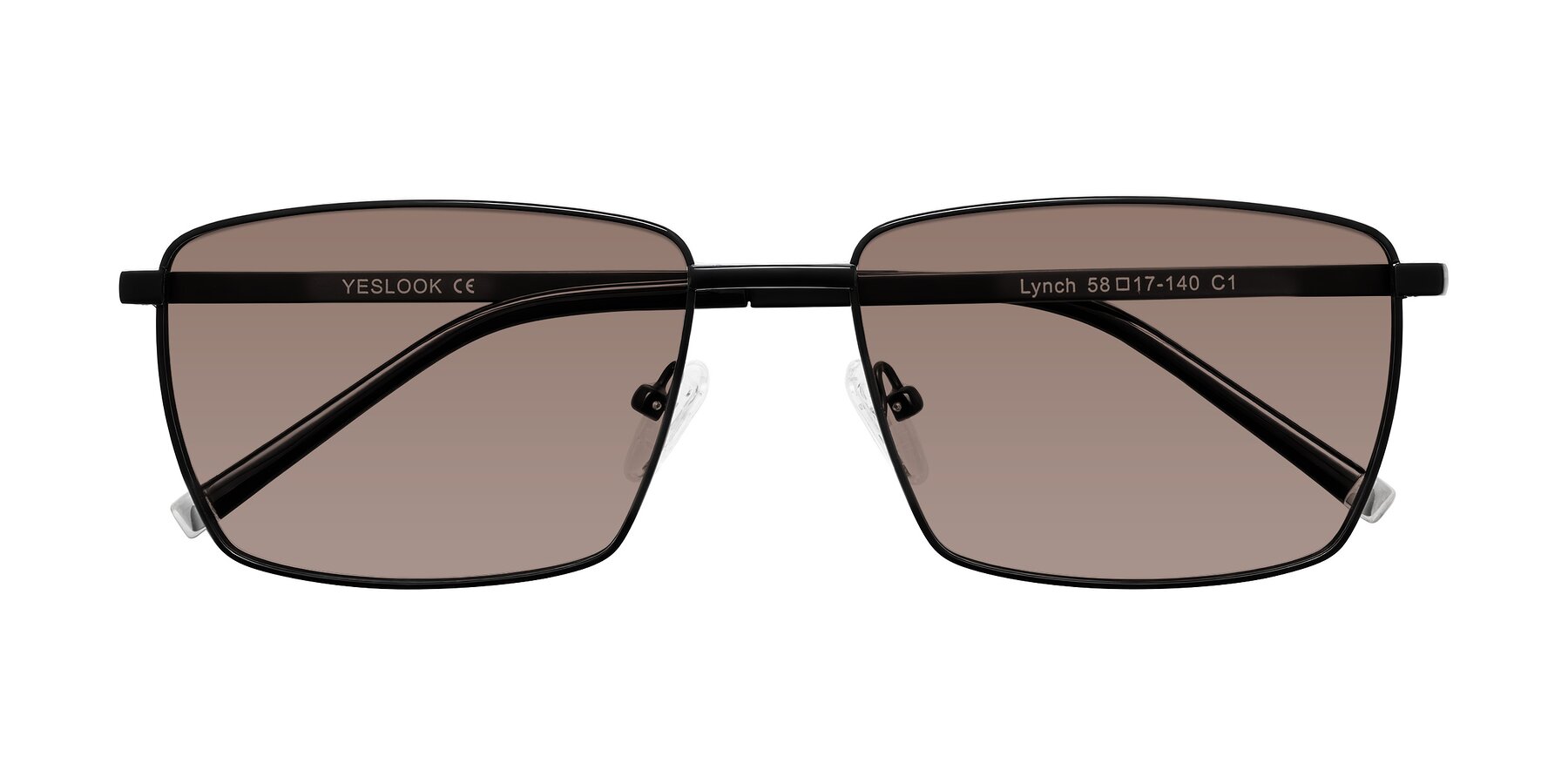 Folded Front of Lynch in Matte Black with Medium Brown Tinted Lenses