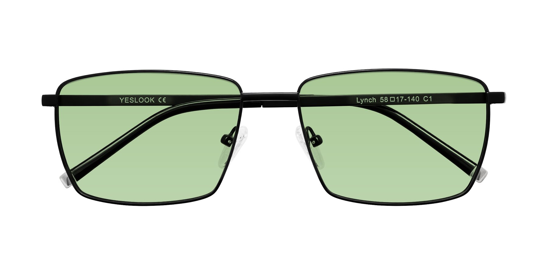 Folded Front of Lynch in Matte Black with Medium Green Tinted Lenses