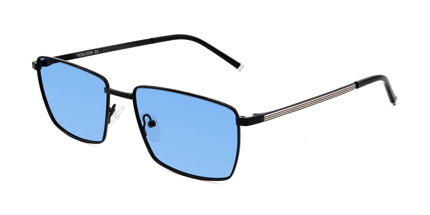 Angle of Lynch in Matte Black with Medium Blue Tinted Lenses