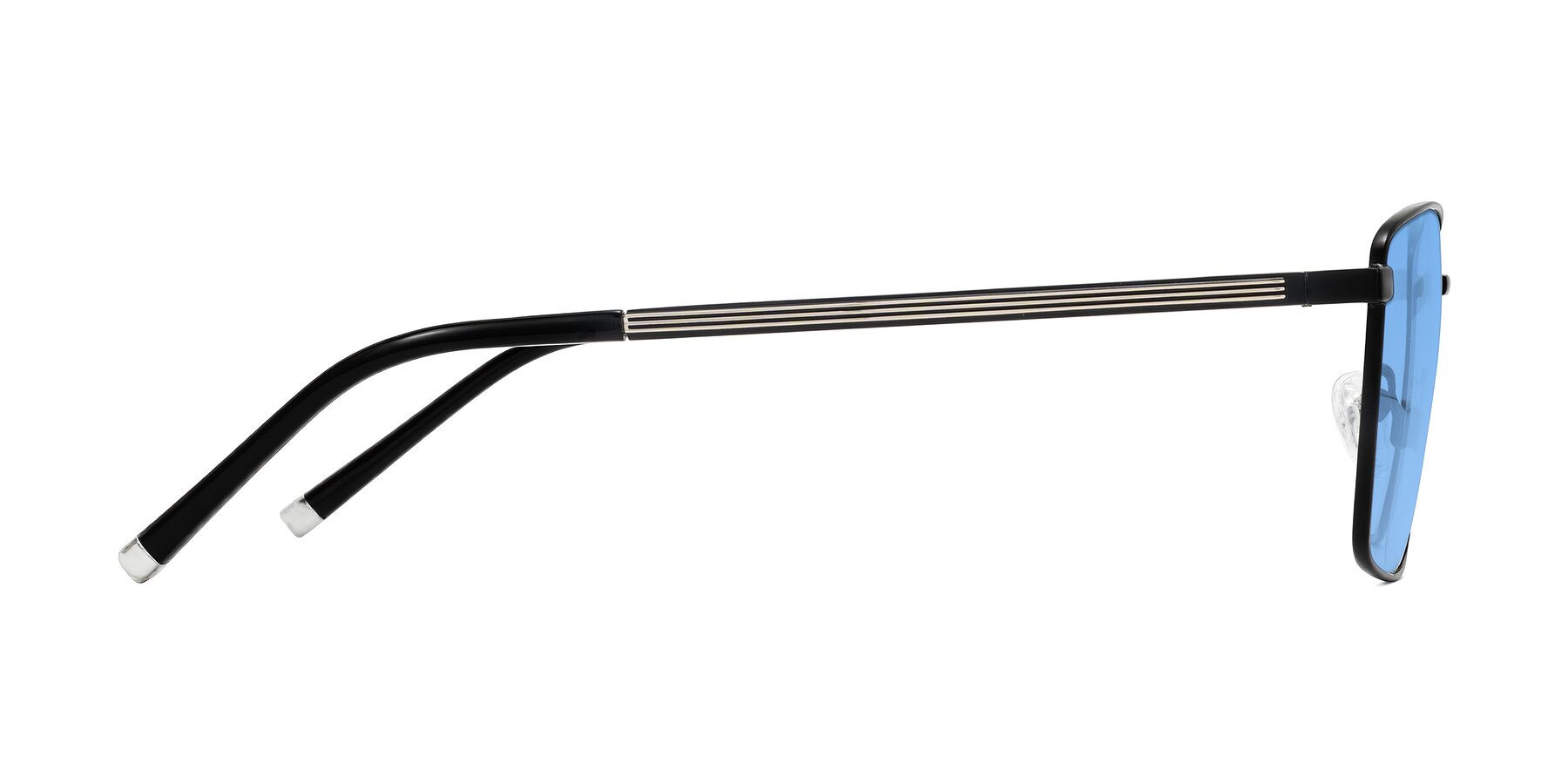 Side of Lynch in Matte Black with Medium Blue Tinted Lenses