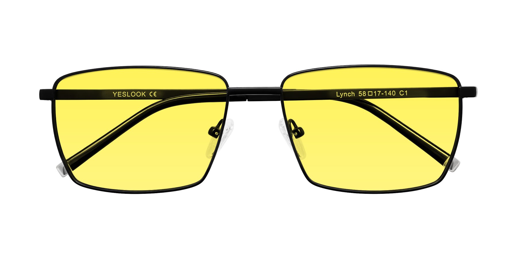 Folded Front of Lynch in Matte Black with Medium Yellow Tinted Lenses
