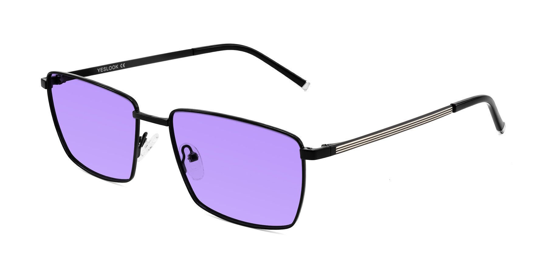 Angle of Lynch in Matte Black with Medium Purple Tinted Lenses
