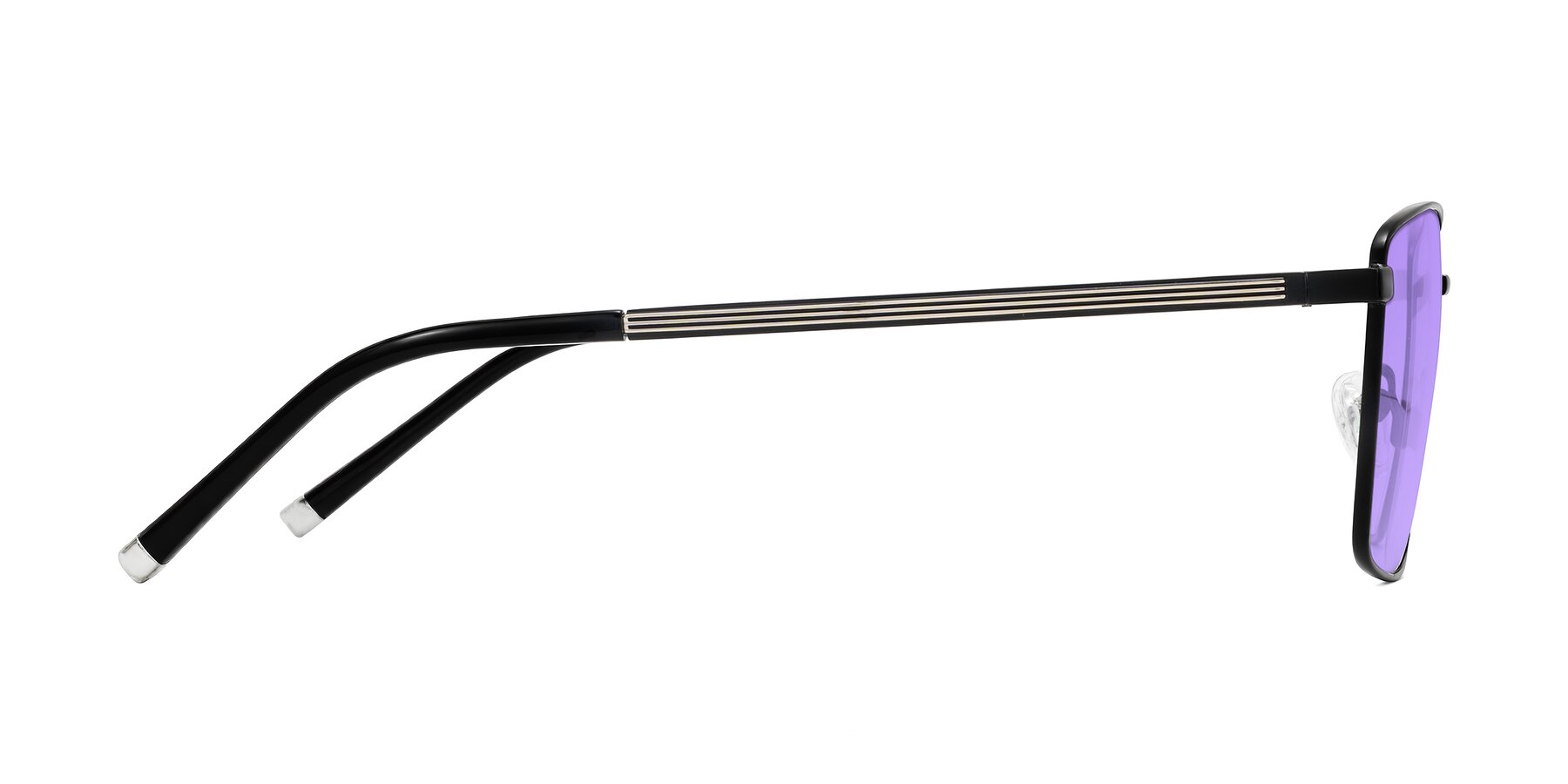 Side of Lynch in Matte Black with Medium Purple Tinted Lenses