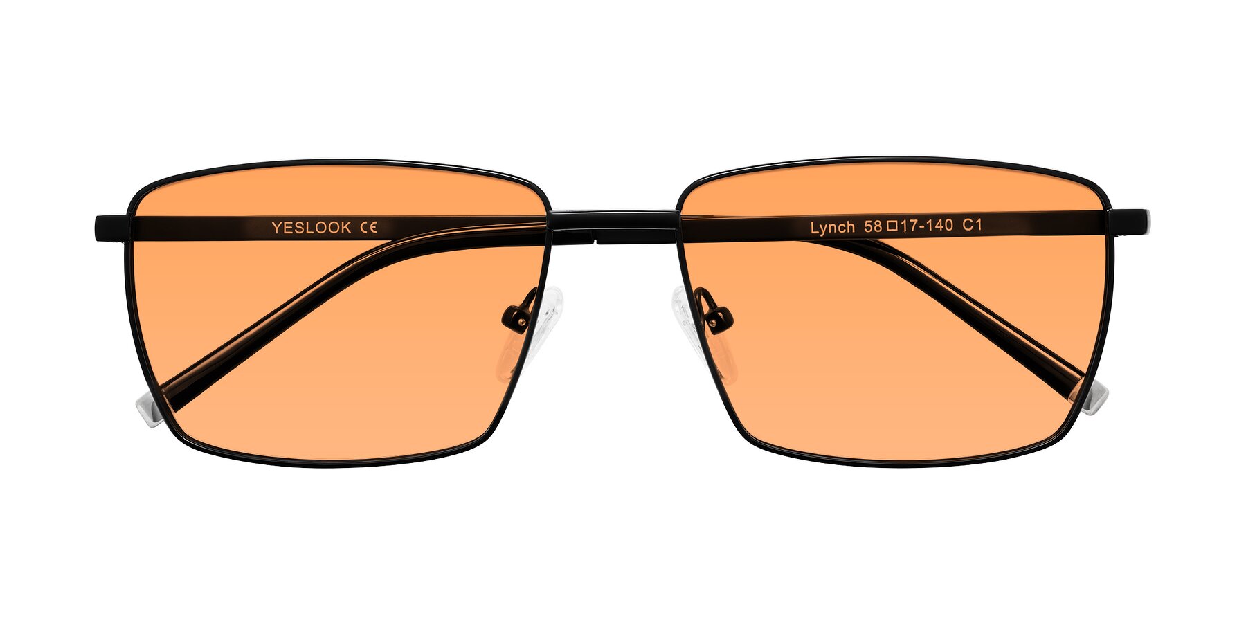 Folded Front of Lynch in Matte Black with Medium Orange Tinted Lenses
