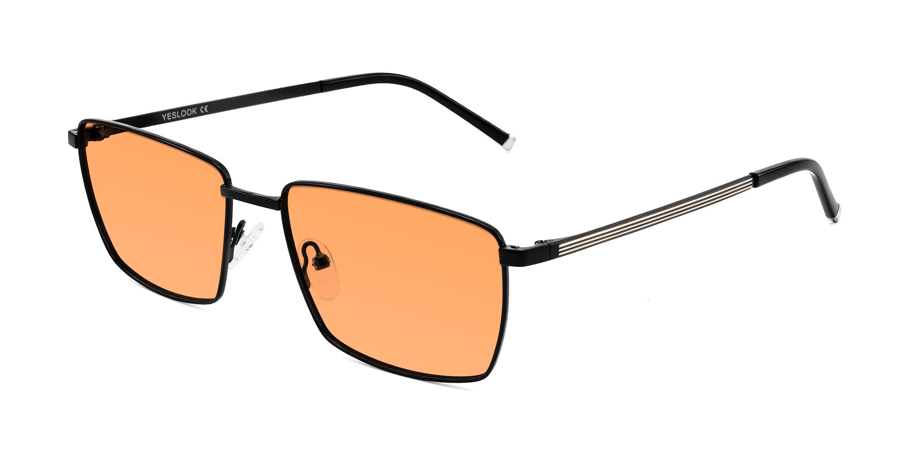Angle of Lynch in Matte Black with Medium Orange Tinted Lenses
